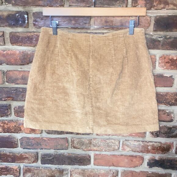 Altar'd State Brown Tan Corduroy Button-Fly Mini Skirt Women's Size Medium - Picture 4 of 6